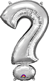Silver  Mylar "?"  Shaped Mylar Super Balloon 34 Inch